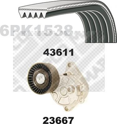 Mapco 23611 - Поликлиновий ремінний комплект avtolavka.club