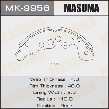 MASUMA MK-9958 - Комплект гальм, барабанний механізм avtolavka.club