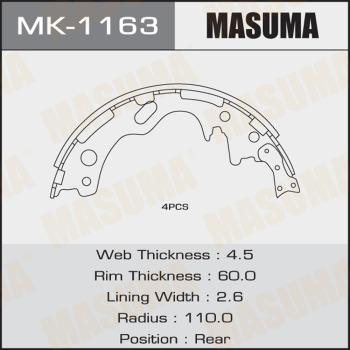 MASUMA MK-1163 - Комплект гальм, барабанний механізм avtolavka.club