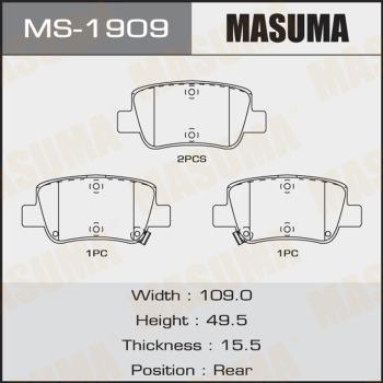 MASUMA MS-1909 - Комплект гальм, барабанний механізм avtolavka.club