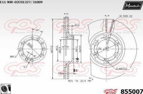 Maxtech 855007.0060 - Гальмівний диск avtolavka.club