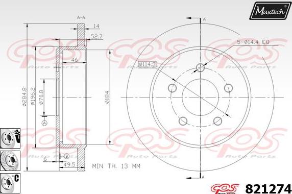 Maxtech 855038 - Гальмівний диск avtolavka.club