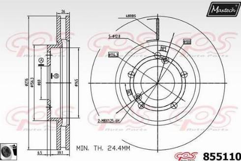 Maxtech 855110.0060 - Гальмівний диск avtolavka.club