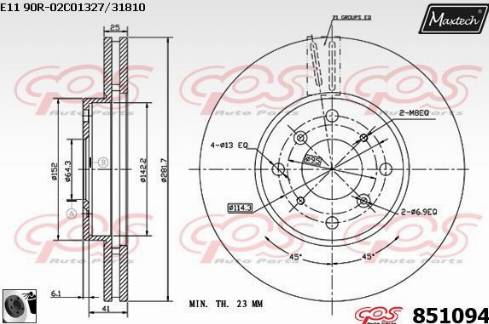 Maxtech 851094.0060 - Гальмівний диск avtolavka.club