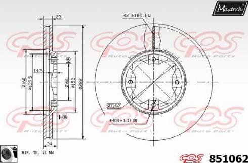 Maxtech 851062.0060 - Гальмівний диск avtolavka.club