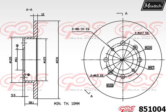 Maxtech 851012 - Гальмівний диск avtolavka.club