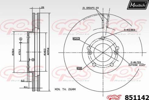 Maxtech 851142.0000 - Гальмівний диск avtolavka.club