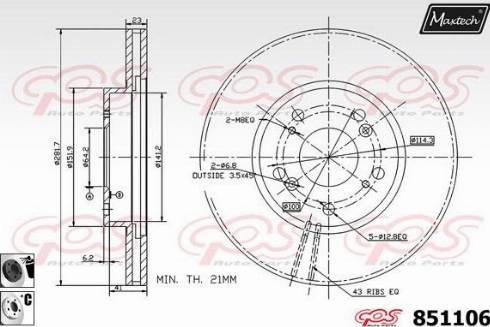 Maxtech 851106.6060 - Гальмівний диск avtolavka.club