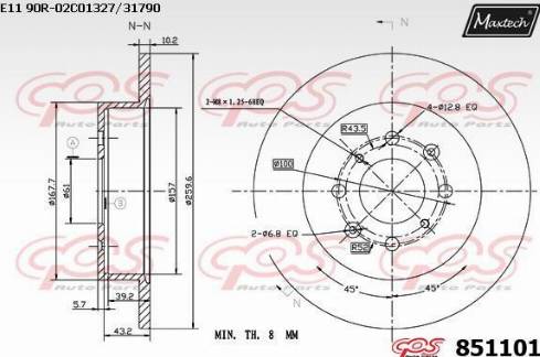 Maxtech 851101.0000 - Гальмівний диск avtolavka.club