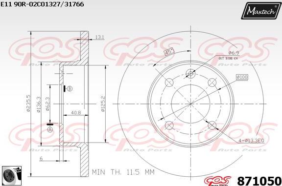 Maxtech 851131 - Гальмівний диск avtolavka.club