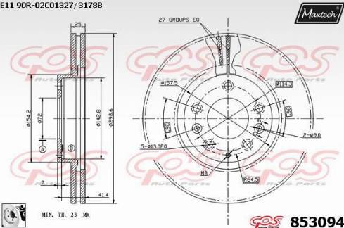 Maxtech 853094.0080 - Гальмівний диск avtolavka.club