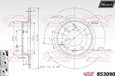 Maxtech 853090.6880 - Гальмівний диск avtolavka.club