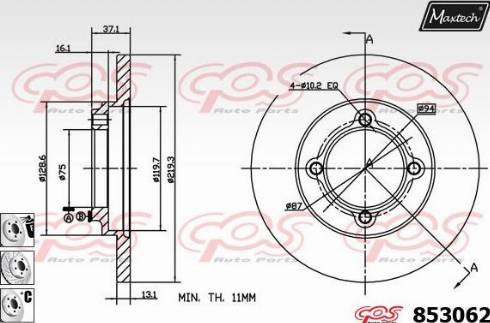 Maxtech 853062.6880 - Гальмівний диск avtolavka.club