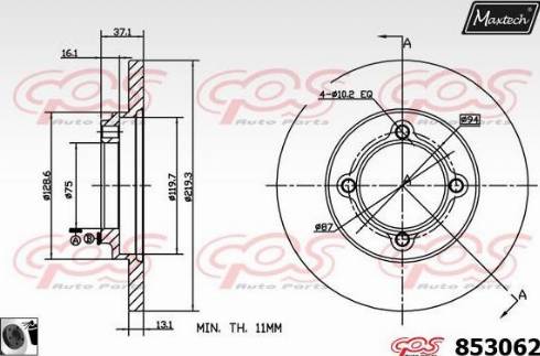 Maxtech 853062.0060 - Гальмівний диск avtolavka.club