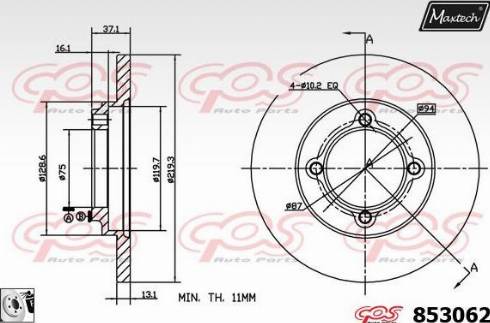 Maxtech 853062.0080 - Гальмівний диск avtolavka.club