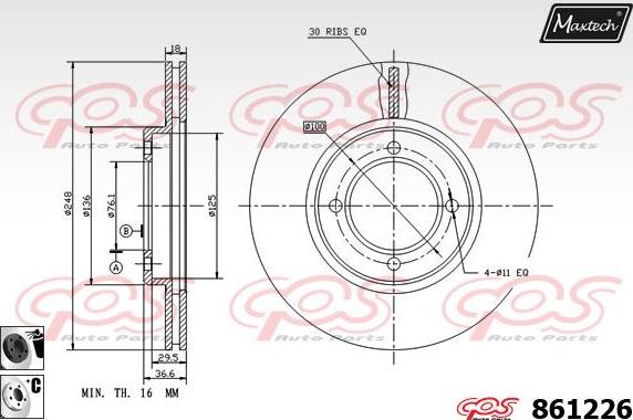 Maxtech 853012 - Гальмівний диск avtolavka.club