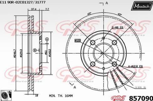 Maxtech 857090.0060 - Гальмівний диск avtolavka.club