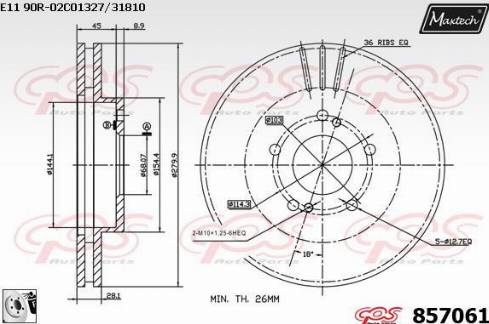 Maxtech 857061.0080 - Гальмівний диск avtolavka.club