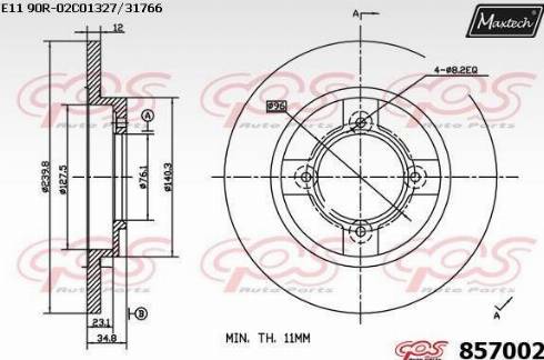 Maxtech 857002.0000 - Гальмівний диск avtolavka.club