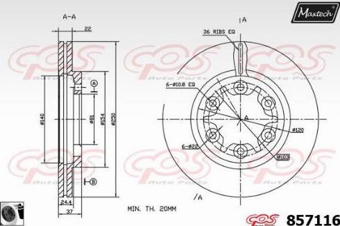 Maxtech 857116.0060 - Гальмівний диск avtolavka.club