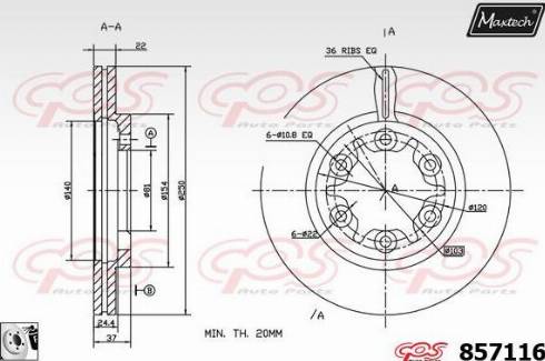 Maxtech 857116.0080 - Гальмівний диск avtolavka.club