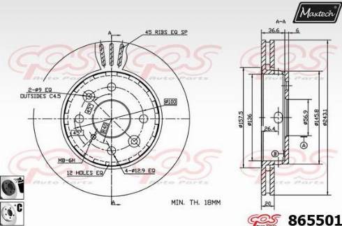 Maxtech 865501.6060 - Гальмівний диск avtolavka.club