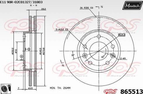 Maxtech 865513.0060 - Гальмівний диск avtolavka.club