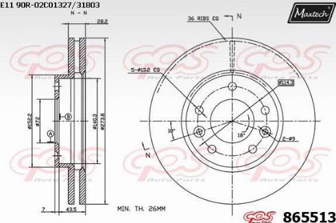 Maxtech 865513.0000 - Гальмівний диск avtolavka.club