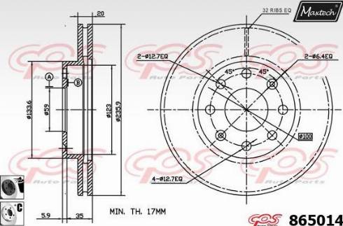 Maxtech 865014.6060 - Гальмівний диск avtolavka.club