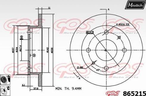 Maxtech 865215.6060 - Гальмівний диск avtolavka.club