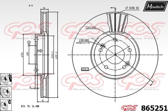 Maxtech 865238 - Гальмівний диск avtolavka.club