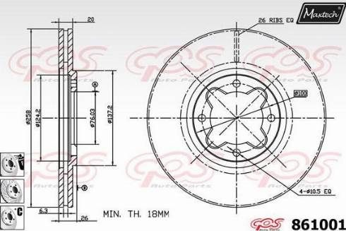 Maxtech 861001.6880 - Гальмівний диск avtolavka.club