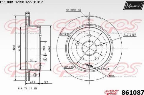 Maxtech 861087.0000 - Гальмівний диск avtolavka.club