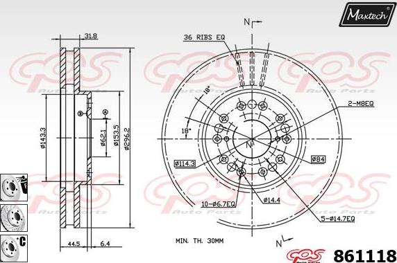 Maxtech 861036 - Гальмівний диск avtolavka.club