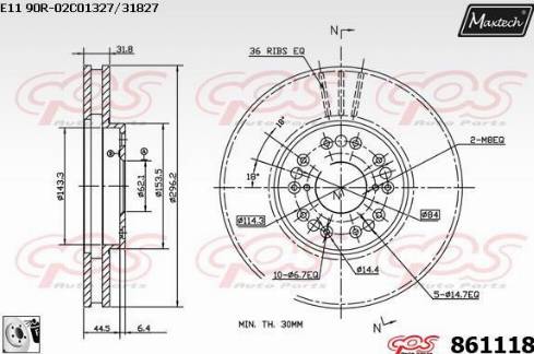 Maxtech 861118.0080 - Гальмівний диск avtolavka.club