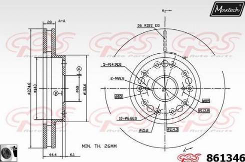 Maxtech 861346.0060 - Гальмівний диск avtolavka.club