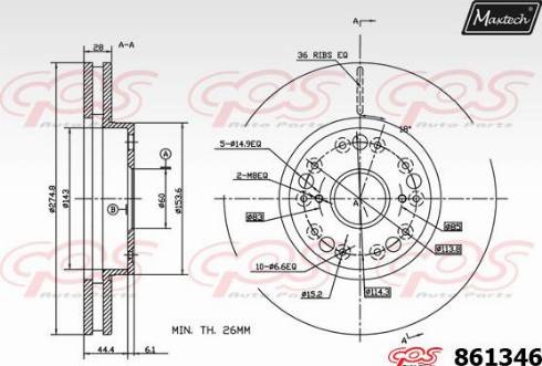 Maxtech 861346.0000 - Гальмівний диск avtolavka.club