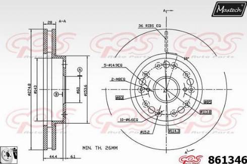 Maxtech 861346.0080 - Гальмівний диск avtolavka.club