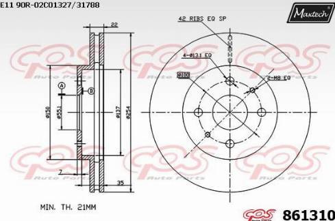 Maxtech 861310.0000 - Гальмівний диск avtolavka.club