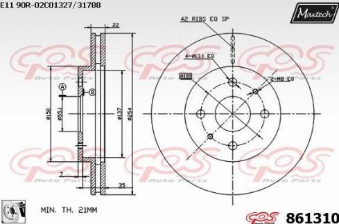 Maxtech 861310.0080 - Гальмівний диск avtolavka.club