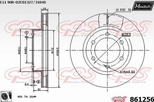 Maxtech 861256.0060 - Гальмівний диск avtolavka.club