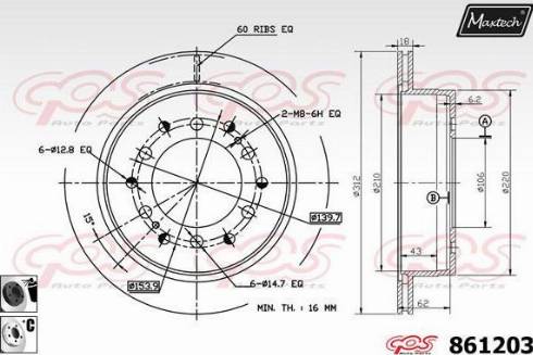 Maxtech 861203.6060 - Гальмівний диск avtolavka.club