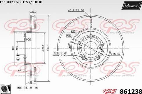 Maxtech 861238.0060 - Гальмівний диск avtolavka.club