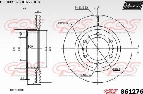 Maxtech 861276.0000 - Гальмівний диск avtolavka.club