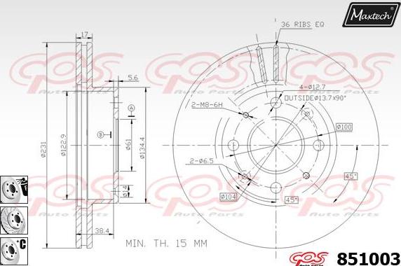 Maxtech 863505 - Гальмівний диск avtolavka.club