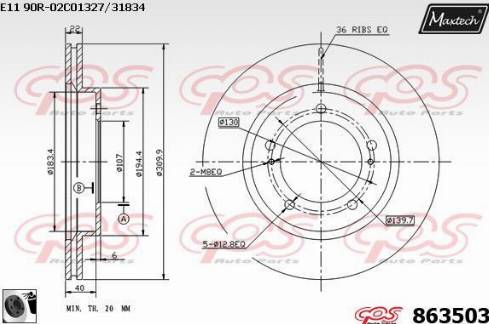 Maxtech 863503.0060 - Гальмівний диск avtolavka.club