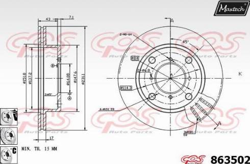 Maxtech 863502.6880 - Гальмівний диск avtolavka.club