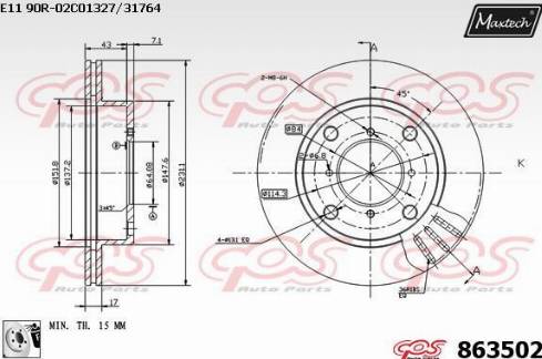 Maxtech 863502.0080 - Гальмівний диск avtolavka.club