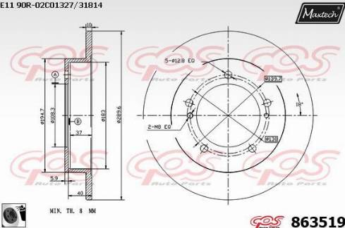 Maxtech 863519.0060 - Гальмівний диск avtolavka.club