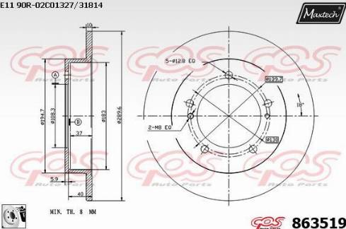 Maxtech 863519.0080 - Гальмівний диск avtolavka.club